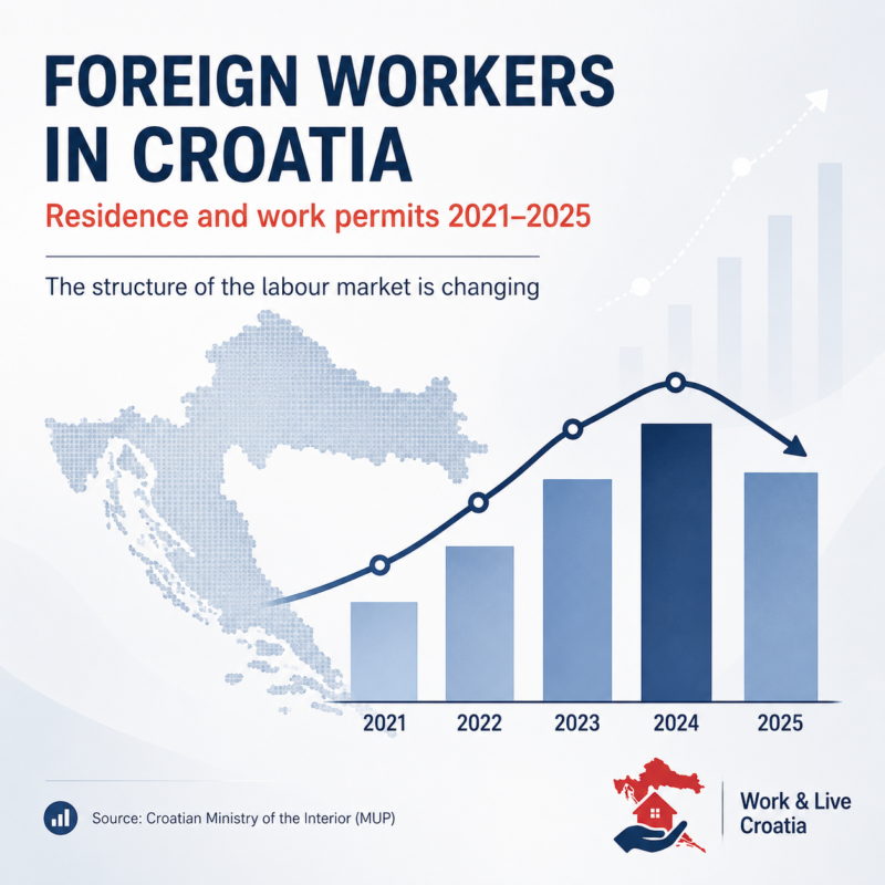 Strani radnici u Hrvatskoj i dozvole za boravak i rad od 2021. do 2025.